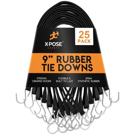 XPOSE SAFETY Molded Rubber Tie Down Straps 9 in , 25PK TS-9-25